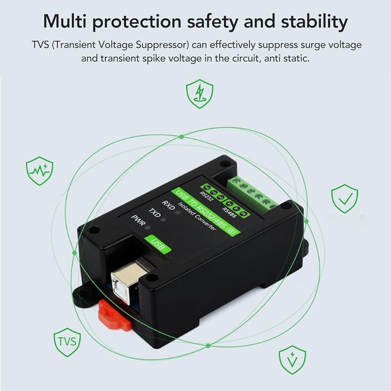 FT232RNL Industrial Grade Isolated USB to RS485 RS232 Converter Adapter with LED Indicators - Image 2